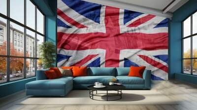 waving colorful national flag of great britain on a euro money banknotes background. finance concept. Wall mural