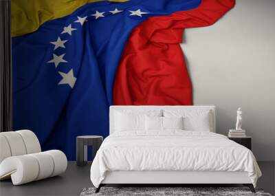 waving national flag of venezuela on a gray background. Wall mural