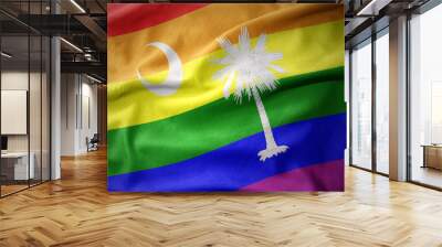 waving south carolina state rainbow gay pride flag banner Wall mural