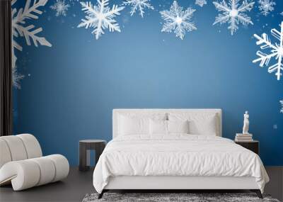 Blue background with snowflakes, for greeting cards Wall mural