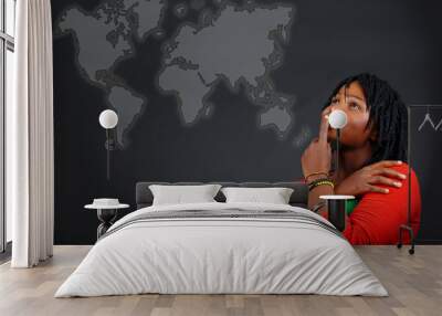 African woman and world map Wall mural