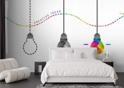 developing creativity concept with colorful bulb in the end Wall mural