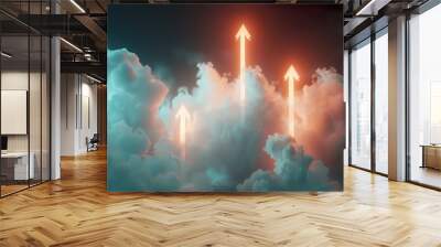 dynamic arrows taking off in a cloud of smoke. abstract, business sucess Wall mural