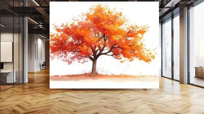 maple orange cypress, watercolor style, clean white background Wall mural