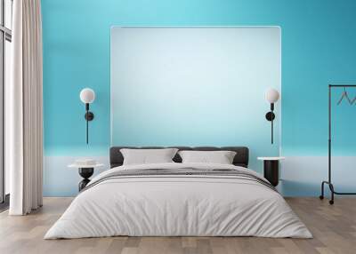 Frosted glass square plaque on light blue background showcase for glassmorphism style presentation Wall mural