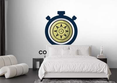 Flat shield time logo template design Wall mural