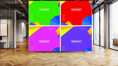 Illustration set vector of abstract background in green, violet, pink, and red color with yellow and blue element. Good to use for banner, social media template, poster and flyer template, etc Wall mural