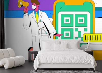 Doctor epidemic prevention and anti epidemic flat vector concept operation illustration
 Wall mural