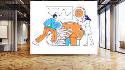 Internet financial management investment flat vector concept operation hand drawn illustration
 Wall mural