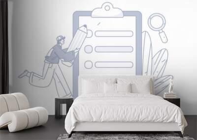 Invite friends to conduct questionnaire survey flat vector concept operation hand drawn illustration
 Wall mural