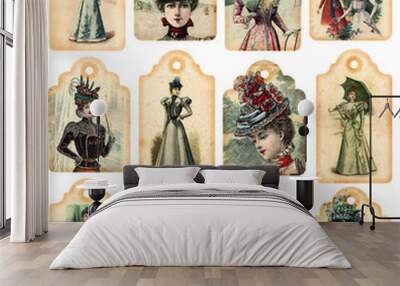 12 vintage fashion models Wall mural