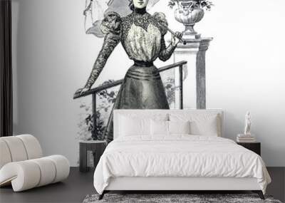 Elegant Woman with a Parasol Wall mural