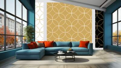 Seamless abstract modern geometric circle line pattern for elegant golden christmas background Wall mural