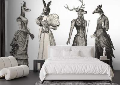 Women with animal heads Wall mural