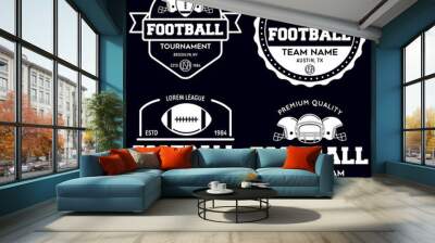 Set of american football related badges, logos, labels, insignias in retro monochrome style. Graphic vintage design for t-shirt, web. Colorful print. Wall mural