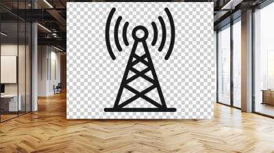 Antenna tower icon in flat style. Broadcasting vector illustration on white isolated background. Wifi business concept. Wall mural