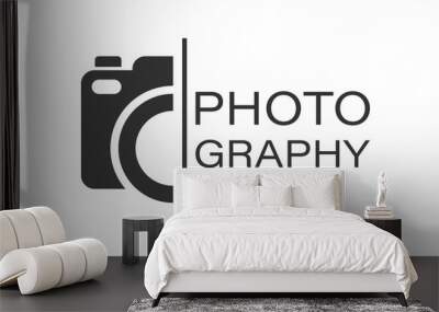 Camera device sign icon in flat style. Photography vector illustration on white isolated background. Cam equipment business concept. Wall mural