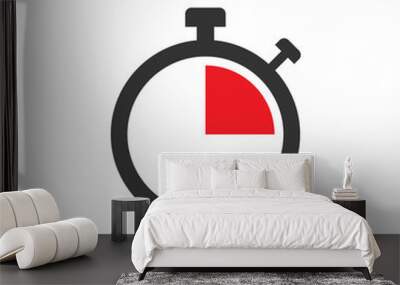 Clock sign icon in flat style. Time management vector illustration on white isolated background. Timer business concept. Wall mural