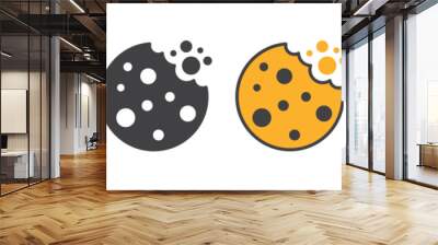 Cookies icons set in flat style. Tasty biscuits vector illustration on isolated background. Chocolate bakery sign business concept. Wall mural