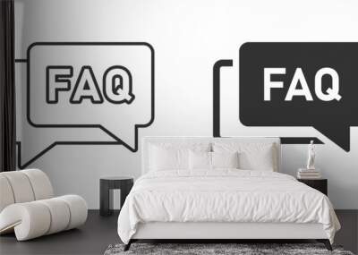 Faq speech bubble icon in flat style. Question vector illustration on white isolated background. Communication sign business concept. Wall mural