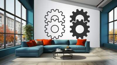 Gear vector icon in flat style. Cog wheel illustration on white isolated background. Gearwheel cogwheel business concept. Wall mural