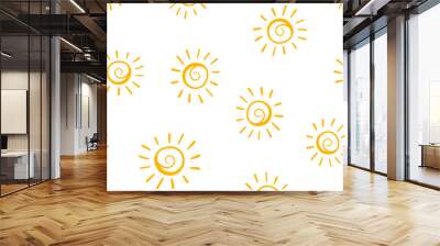 Hand drawn sun icon seamless pattern background. Business concept vector illustration. Handdrawn sunshine symbol pattern. Wall mural