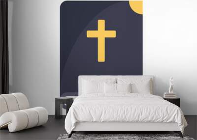 Holy bible icon in flat style. Christianity book vector illustration on isolated background. Religion sign business concept. Wall mural