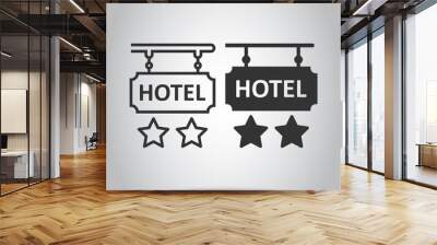 Hotel 2 stars sign icon in flat style. Inn vector illustration on white isolated background. Hostel room information business concept. Wall mural