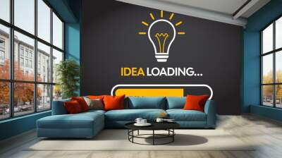 Idea loading in flat style. Light bulb vector illustration on isolated background. Loading bar think sign business concept. Wall mural