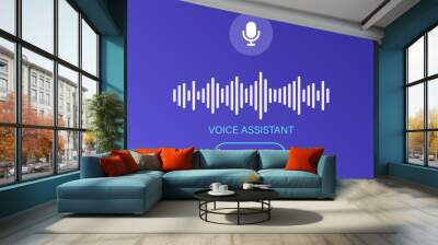 Personal voice assistant icon in flat style. Audio soundwave vector illustration on isolated background. Audio recognition sign business concept. Wall mural