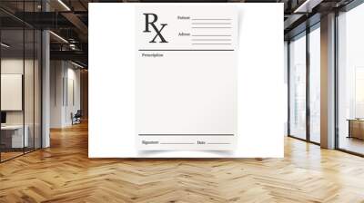 Realistic prescription icon in flat style. Rx document vector illustration on white isolated background. Paper business concept. Wall mural