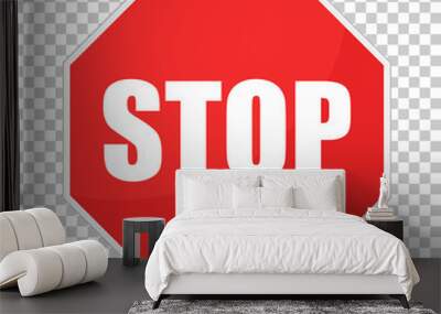 Red stop sign vector icon. Danger symbol vector illustration. Wall mural