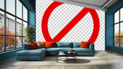 Stop sign vector icon in flat style. Danger symbol illustration on isolated transparent background. Stop alert business concept. Wall mural