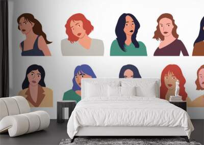 Set of avatars of women. Flat design. Vector illustration. Wall mural