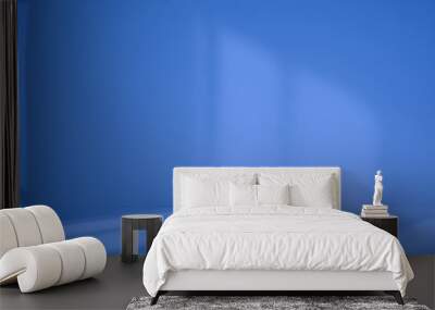 Abstract blue studio background for product presentation. Empty room with shadows of window. Display product with blurred backdrop. Wall mural