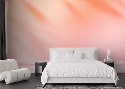 Abstract pink color gradient studio background for product presentation. Empty room with shadows of window and flowers and palm leaves . 3d room with copy space. Summer concert. Blurred backdrop. Wall mural