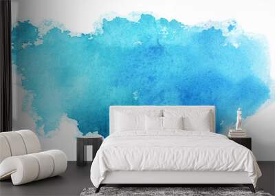 Abstract blue watercolor brush stroke on white background Wall mural