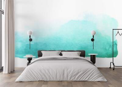 Collection of abstract watercolor blue green brush strokes. Wall mural