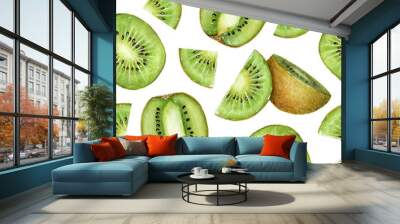 Seamless pattern with watercolor kiwi fruit slices Wall mural