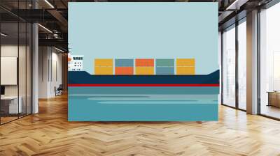 Cargo ship container isolated. Vector flat style illustration. Wall mural