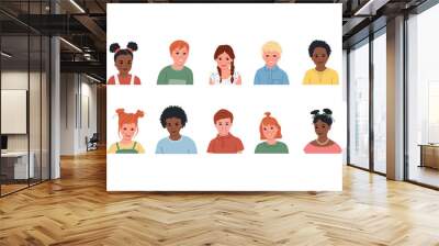 Set of kids avatar collection. Vector cartoon flat style illustration Wall mural