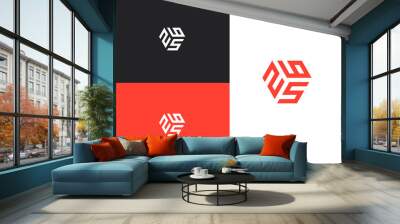 Combination number, stylish vector emblem for design Wall mural