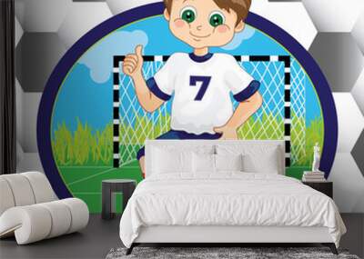 Boy soccer player on the background Wall mural