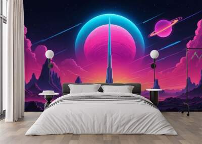 abstract stratosphere retro neon Wall mural