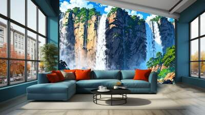 angel falls venezuela natural wonders around the world morning view anime Wall mural