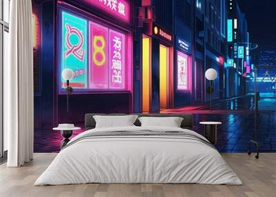 anime gallery anime background retro neon theme Wall mural