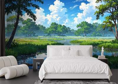 everglades national park usa natural wonders around the world morning view anime Wall mural