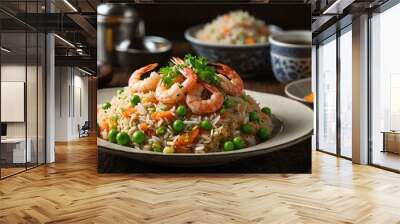 leonardo kino xl shrimp fried rice a traditional mix of rice e served aesthetically with a background of fine dining restaurant Wall mural