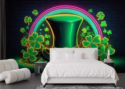 st patricks day retro neon Wall mural