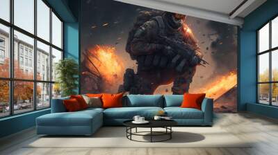 Soldier with weapon Wall mural